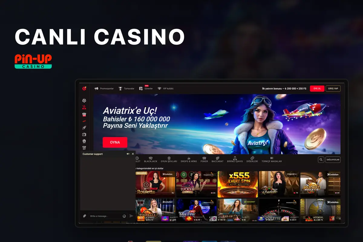 Pin Up Casino Canlı Casino lobisi — canlı krupiye oyunları ve şovlar