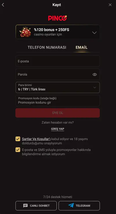 Pin Up Casino turnuvalar mobilde